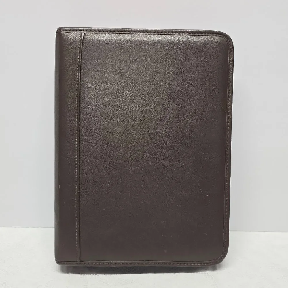 Franklin Covey Brown Genuine Leather Planner 7 Ring Binder